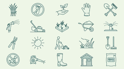 Gardening and Lawn Care Outline Icons Set © StockStudio