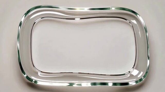Shiny metal rectangular serving tray captured from multiple angles.