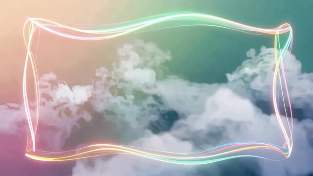 Neon Cloud Frames Against Dreamy Sky Backgrounds.