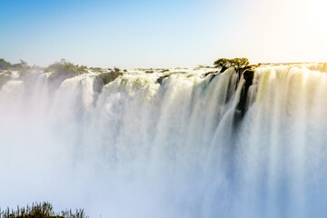 Powerful cascade at Victoria Falls in Zimbabwe