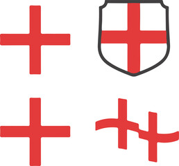 Fototapeta premium Collection of st george symbols and english flag illustrations