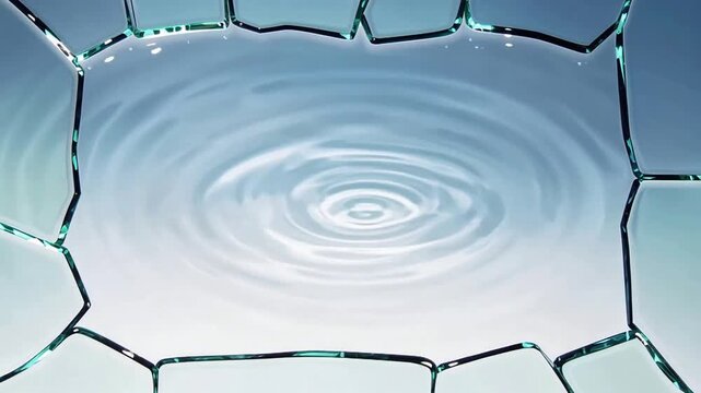 Trampoline Net Ripples Over Water In Clear Sky.