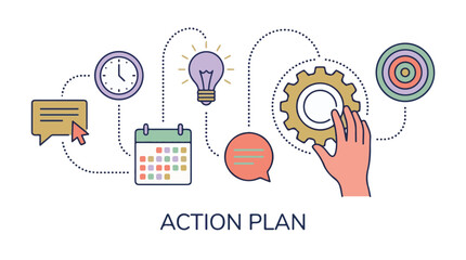 Action Plan Concept with Workflow, Goals, Ideas, and Communication © StockStudio