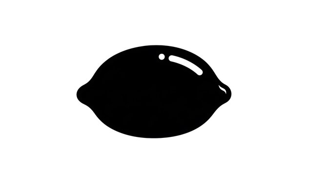 Black Lemon Silhouette on White Background.