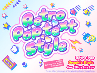 Retro Pop Puffy Sticker Graphic Style for Illustrator