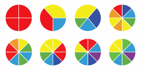 Obraz premium Colorful circles divided into segments demonstrating various color combinations