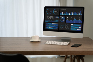 Modern analytics dashboard with business data visualization, data management performance metrics, copy space for analytics and digital marketing