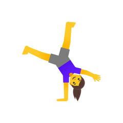 Cartoon Girl Performing Handstand with Spread Legs Gymnastics Pose Illustration