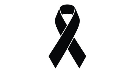 A simple black ribbon representing mourning remembrance or solidarity