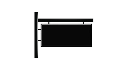 Simple black signpost illustration with a rectangular blank sign © freelancer