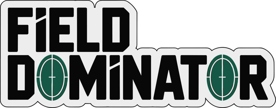 Field dominator sports sticker with green target symbols and white