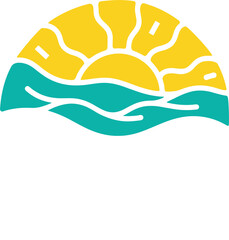 Fototapeta premium Summer vacation, sun, and ocean waves with text typography design