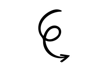 Arrow black icon hand drawn on transparent background