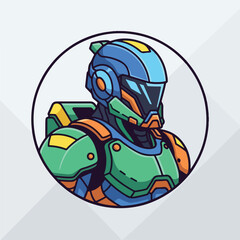 Futuristic Robot Character in Circle Icon.