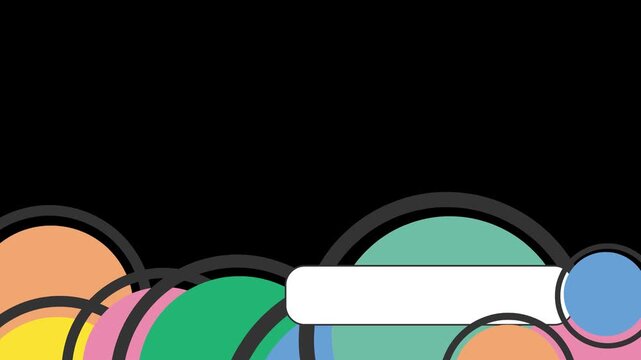 Lower third banner animation with blue circle shapes on transparent background alpha channel
