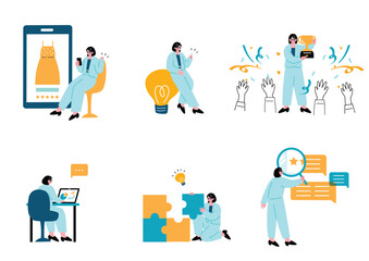 ビジネス女性のイラストセット