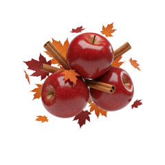 Floating Apple & Cinnamon, isolated on a transparent background