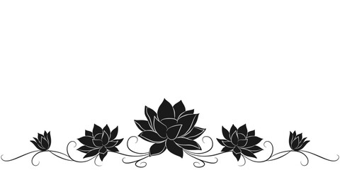 Silhouette illustration of a row of lotus flowers on water for Vesak Day