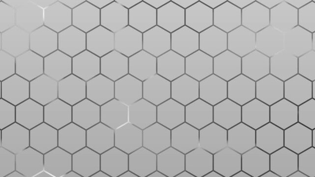 Clean **Silver White Hexagon** Grid Abstract **Technology** Background Loop 4K