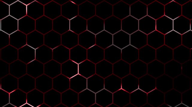 Futuristic **Red Hexagon Grid** Glowing **Security Alert** Background Loop 4K