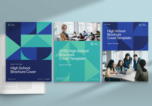 Education Brochure Cover Template for School Prospectus, Report Cover Layout