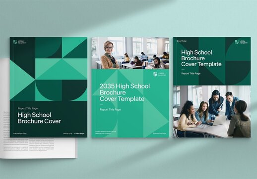 Education Brochure Cover Template for School Prospectus, Report Cover Layout