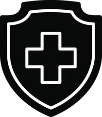 Fototapeta premium Medical shield protection icon with cross symbol