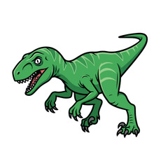 Fototapeta premium Green Cartoon T Rex Dinosaur Illustration.