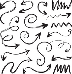 Fototapeta premium Decorative Arrow Line Editable Icon Set – Contains Icons Related to Doodle, Direction, Swirl, Motion, Sketch & More. Editable Stroke. Vector Illustration