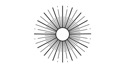 Obraz premium Abstract minimalist sunburst graphic with radiating lines emanating from a central circle design