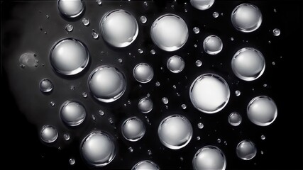Realistic transparent water drops viewed from above on an isolated background. 