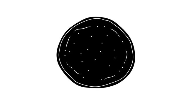 A simple black circle with white dots on a plain surface viewed from directly above