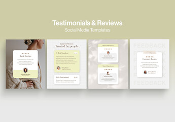 Testimonials & Reviews Social Media Template for Customer Feedback Posts & Stories