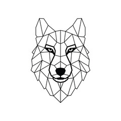 Geometric wolf head illustration a modern minimalist black and white design