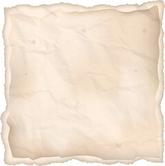Realistic Crumpled and Ripped Beige Paper Texture Vintage Design Element