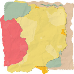 Abstract Rough Edge Crumpled Paper Collage with Pastel Color Blocks Texture