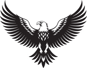 Obraz premium Minimal Bald Eagle Silhouette Vector USA National Symbol Patriotic Freedom Emblem Clean Modern Black Isolated Transparent Background Design
