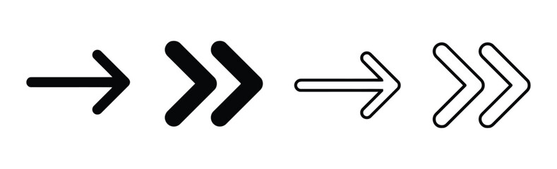 Obraz premium Arrow icons indicating direction and movement, in bold and outline styles