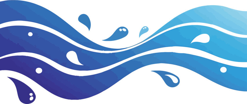 Abstract Blue Water Wave &ndash; Flowing Liquid Splash Design Vector Illustration