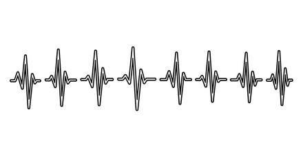 A black and white illustration depicting a stylized heart rhythm waveform