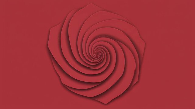 Red rose spiral design on a red background.