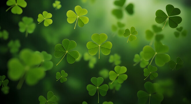 Lucky four-leaf clover field on st. patrick's day