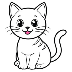 Obraz premium Adobe Illustrator Artwork A smiling cat full body line art Pro Vector 