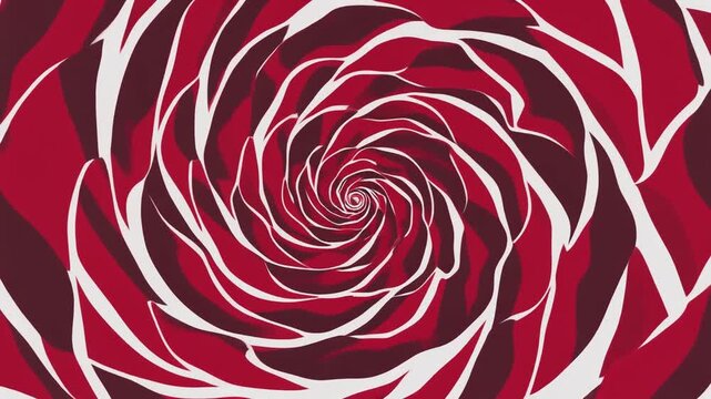 Abstract red and white spiral pattern background.