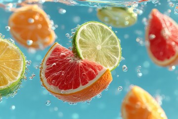Citrus Segments Floating In Water