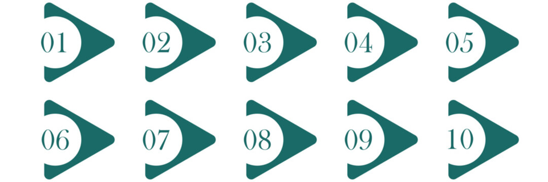 Creative vector illustration of number bullet points set 1 to 12 isolated on transparent background. Art design. Flat color gradient web icons template. Abstract concept graphic element