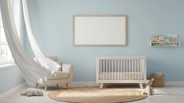 Serene Nursery Room with Crib and Armchair.