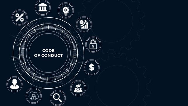 Code of Conduct Corporate Ethics and Compliance Policy Animation with Business Governance Concept