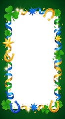 Festive St. Patrick's Day frame with shamrocks and ribbons illustration