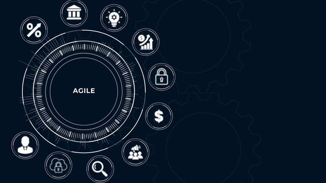 Agile Project Management Workflow Board &ndash; Modern Scrum Development Process Animation &ndash; Business, Technology, Internet and network concept.